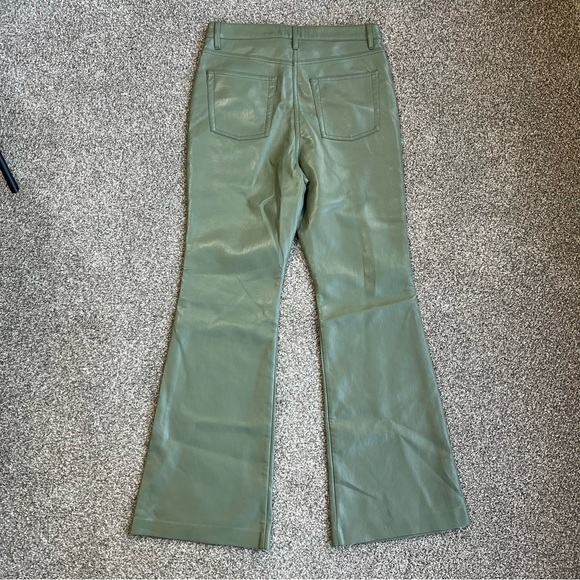 Wilfred Aritzia Melina Flare Sage Green High Rise Vegan Leather Pants, Size 8 - Picture 8 of 10